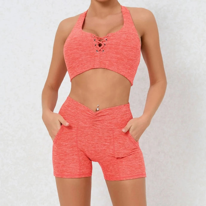 Coral/Orange Althea Fitness Set | Daniki Limited