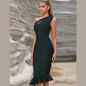 Black Ginevra Midi Dress | Daniki Limited