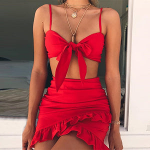 Red Rubina Skirt Set | Daniki Limited