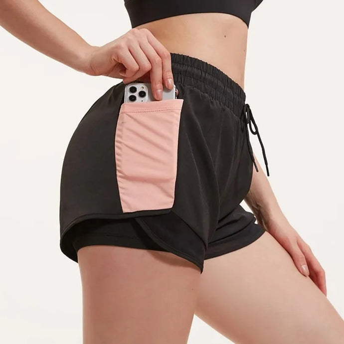 Black/Peach Elise Fitness Shorts | Daniki Limited