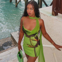 Load image into Gallery viewer, Green Zinnia Mini Dress | Daniki Limited