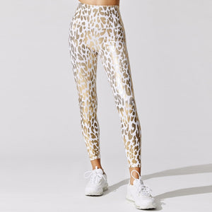 White Shiny Leopard Leggings | Daniki Limited