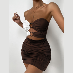 Brown Astrid Mini Dress | Daniki Limited