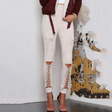 Load image into Gallery viewer, Cream Lace Up Suede Pants | Daniki Limited