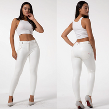 Load image into Gallery viewer, White Mid-Waist Leather Pants | Daniki Limited